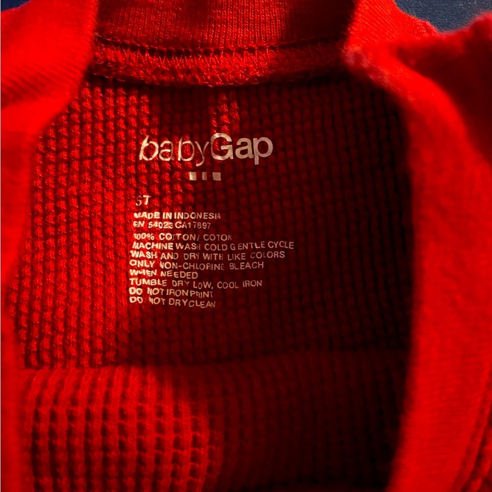 Baby GAP Toddler Boy’s Thermal Long Sleeve Shirt, Red, Size: 5T